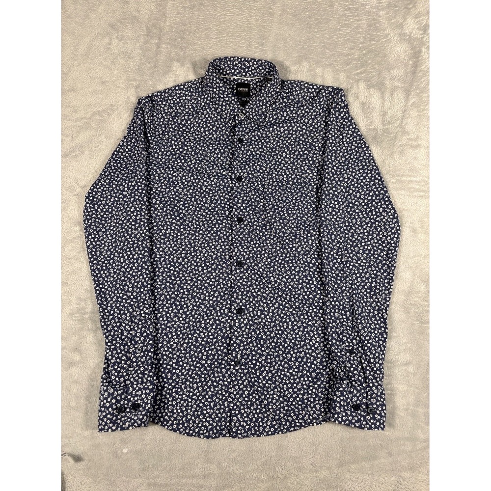 Boss Hugo Button-Up S Blue Slim Fit Cut Mens Slimming